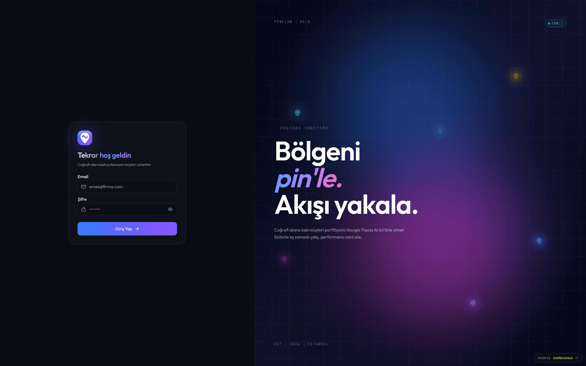 Pinflow projesinin gerçek ekranı